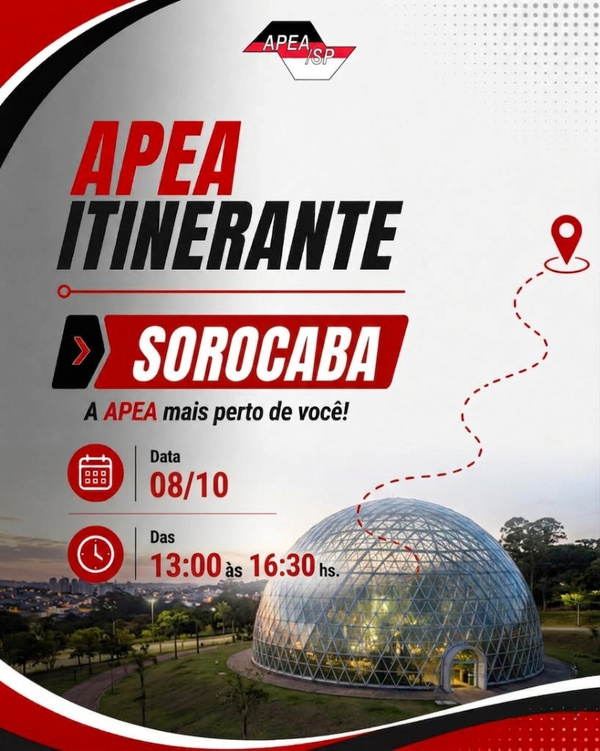 Nesta quinta-feira (08/10), a APEA ITINERANTE estará em Sorocaba